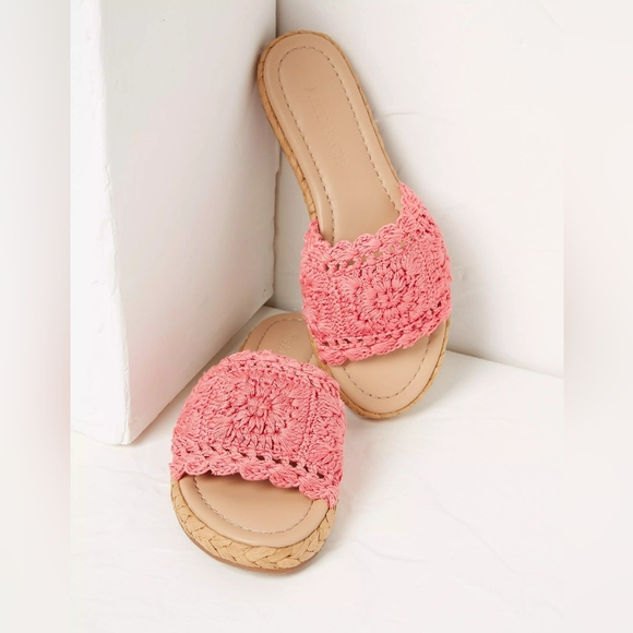 FAT FACE Womens Sz. 7 Cate Crochet Raffia Sliders - Picture 3 of 12